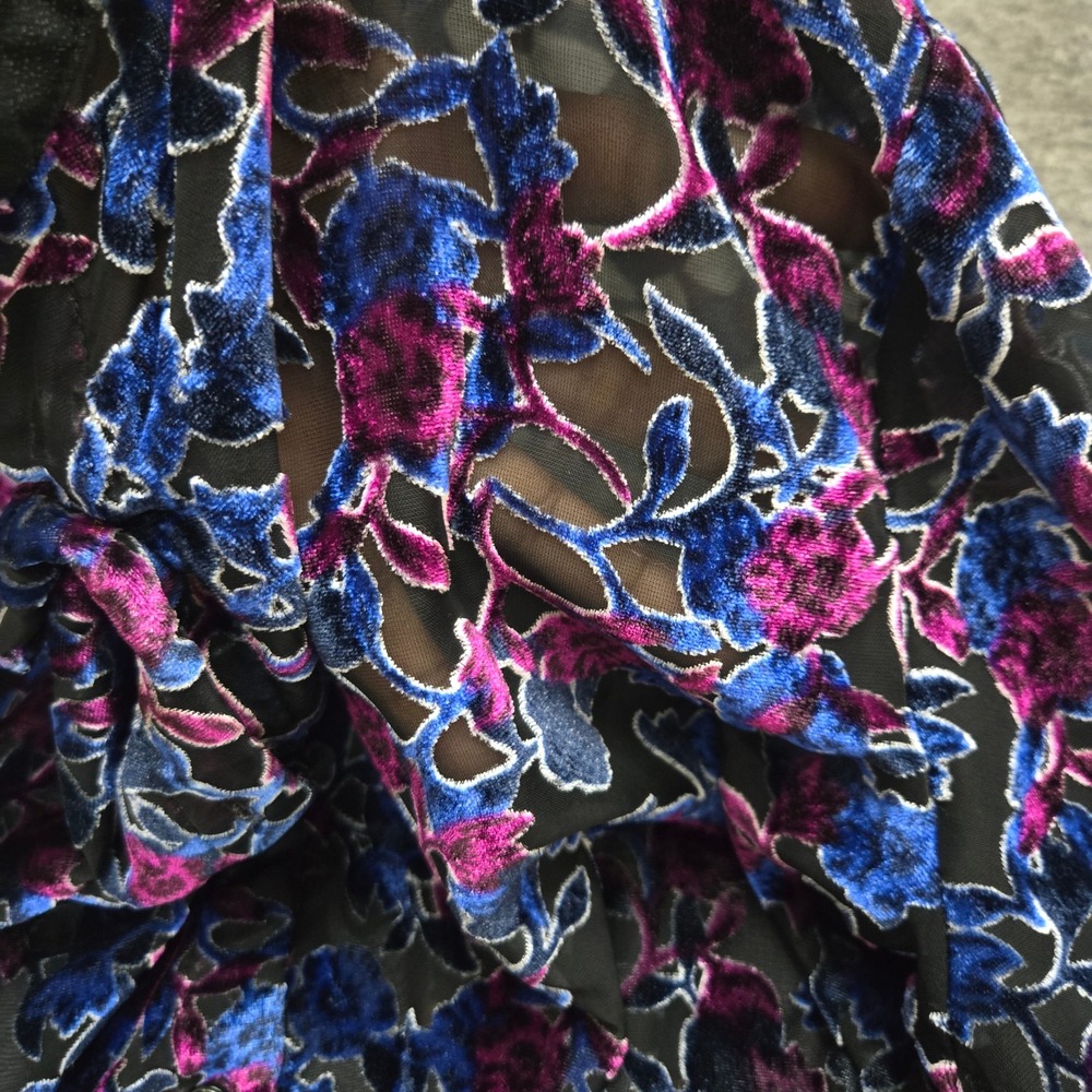 Simply Styled Floral Velvet Burnout Blouse Womens XL Sheer Whimsigoth Layering - Picture 4 of 9
